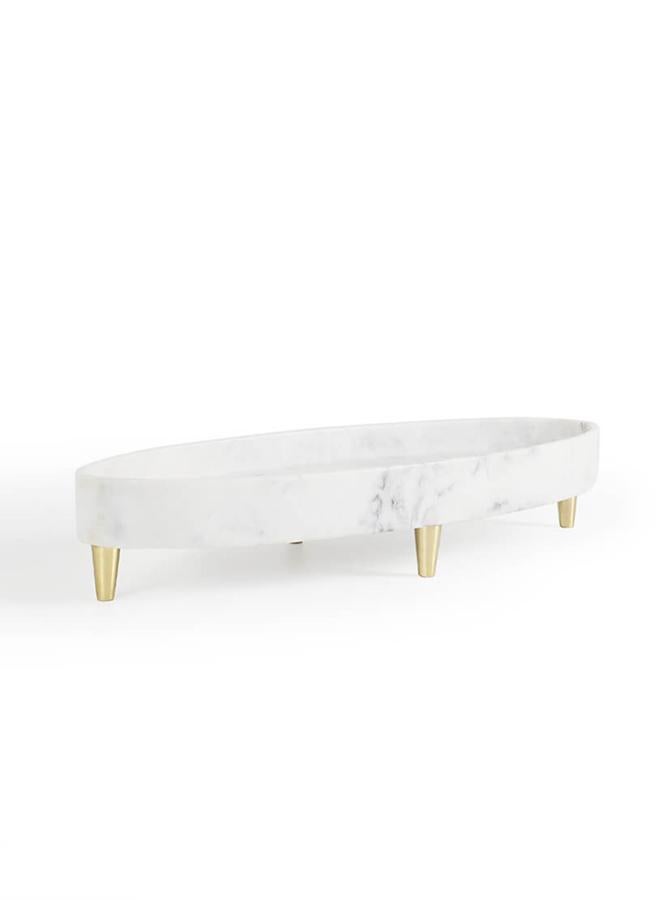 Curate Home Gondola Marble Platter with Brass Legs - Image 2