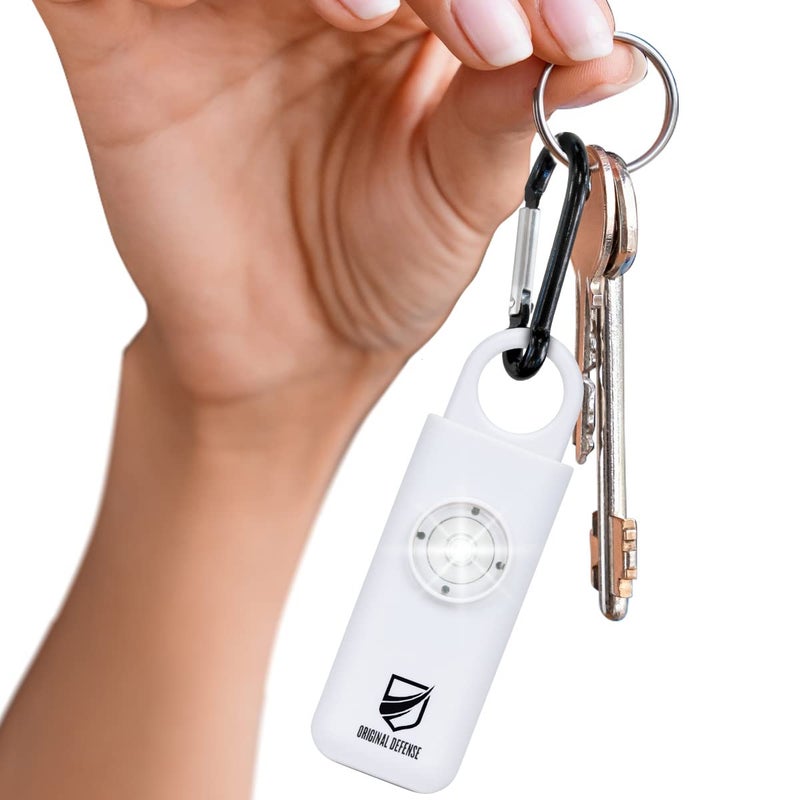 Original Defense® Siren Self-Defense Alarm (White) - 130 dB Keychain Alarm with LED Strobe Light for Women, Children, and Elderly - Police Recommended - Image 1