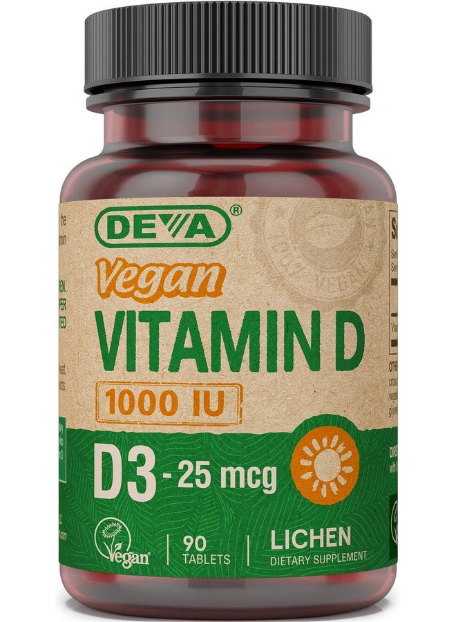 Deva مكمل فيتامين د3 نباتي حبة واحدة يوميًا مع 1000 وحدة دولية من كوليكالسيفيرول مستخرج من الطحالب 90 حبة صغيرة - Image 1