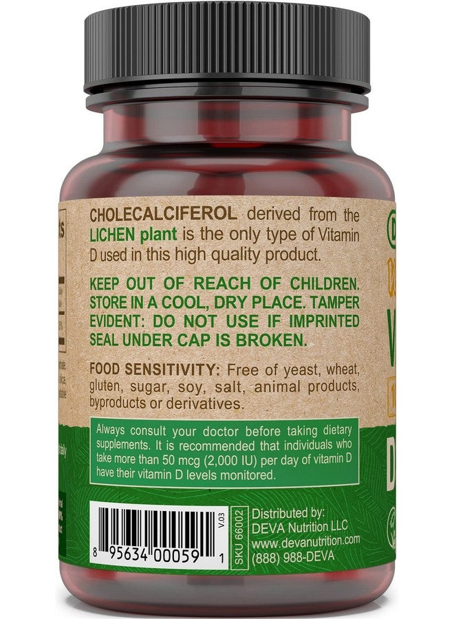 Deva مكمل فيتامين د3 نباتي حبة واحدة يوميًا مع 1000 وحدة دولية من كوليكالسيفيرول مستخرج من الطحالب 90 حبة صغيرة - Image 4