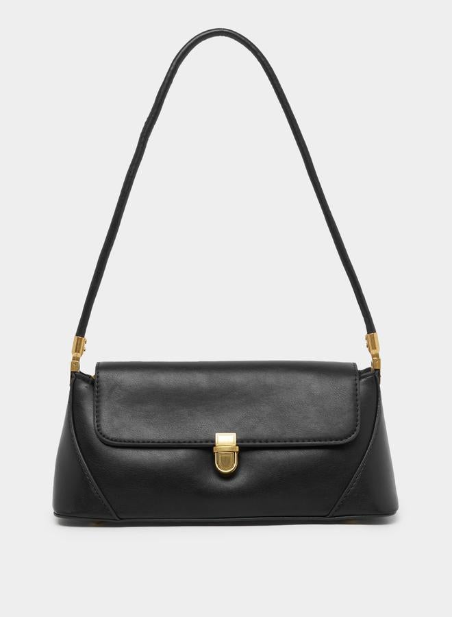 Styli Solid Shoulder Bag with Buckle Closure Detail  - Image 4