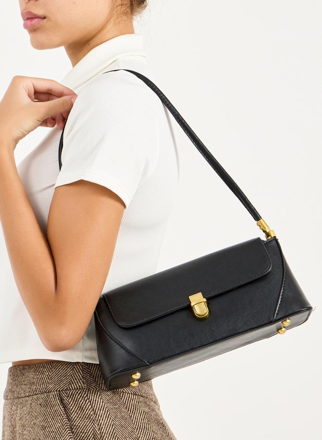 Styli Solid Shoulder Bag with Buckle Closure Detail  - Image 2