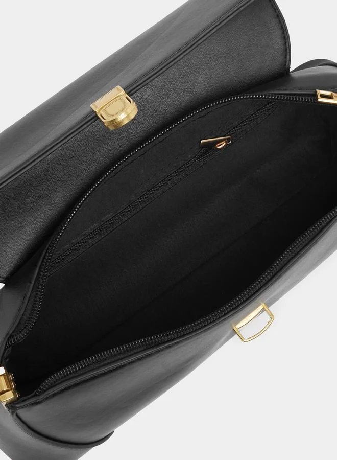 Styli Solid Shoulder Bag with Buckle Closure Detail