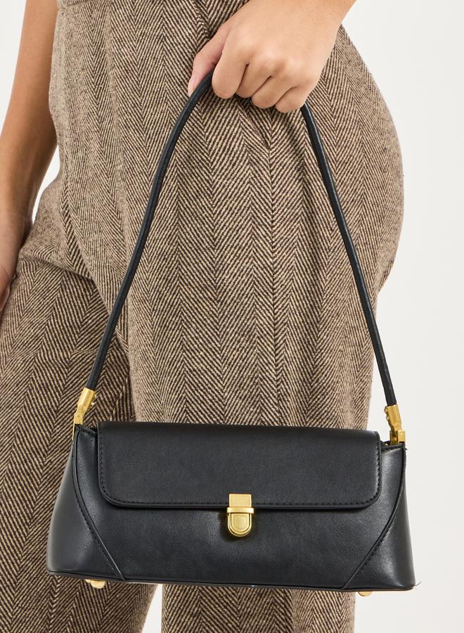 Styli Solid Shoulder Bag with Buckle Closure Detail  - Image 3