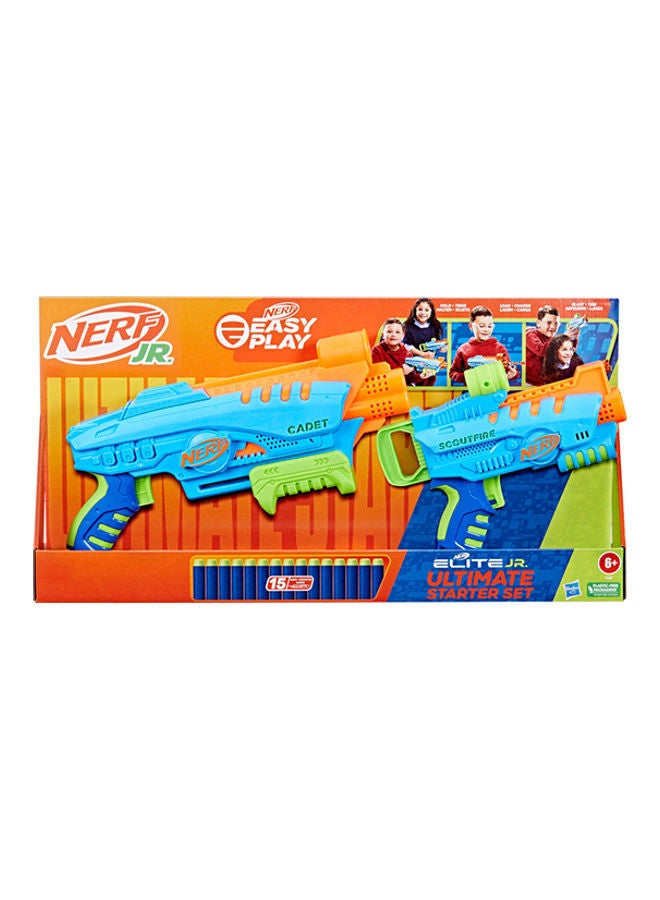 NERF Elite Junior Ultimate Starter Set, 2 Easy Play Blasters, 15 Elite Darts, Kids Outdoor Games - Image 1