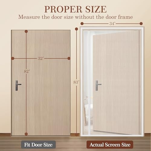 Yotache White Reversible Left Right Side Opening Magnetic Screen Door Fits Door Size 32 x 82, Unobstructed View Upgraded Polyester Mesh for Back Door, Actual Screen Size 34" x 83" - Image 2