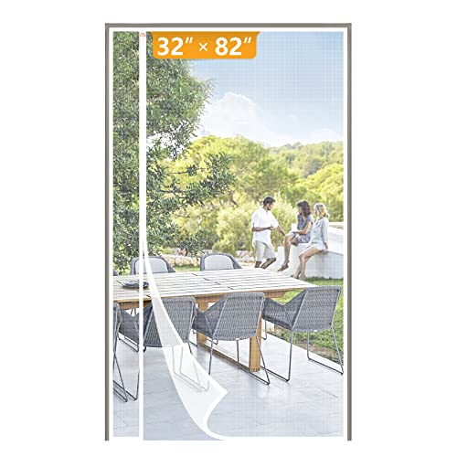 Yotache White Reversible Left Right Side Opening Magnetic Screen Door Fits Door Size 32 x 82, Unobstructed View Upgraded Polyester Mesh for Back Door, Actual Screen Size 34" x 83" - Image 1