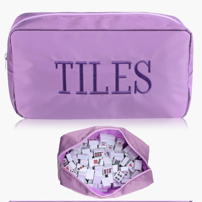 Sunnymove Empty Mahjong Bag Thickened American Mahjong Tiles Bag with Zipper Storage Pouch for Board Game Pieces Game Party Travel Gatherings Accessories 104x56 Case OnlyTilesPurple - Image 3