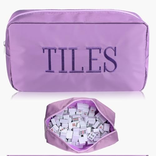 Sunnymove Empty Mahjong Bag Thickened American Mahjong Tiles Bag with Zipper Storage Pouch for Board Game Pieces Game Party Travel Gatherings Accessories 104x56 Case OnlyTilesPurple - Image 1