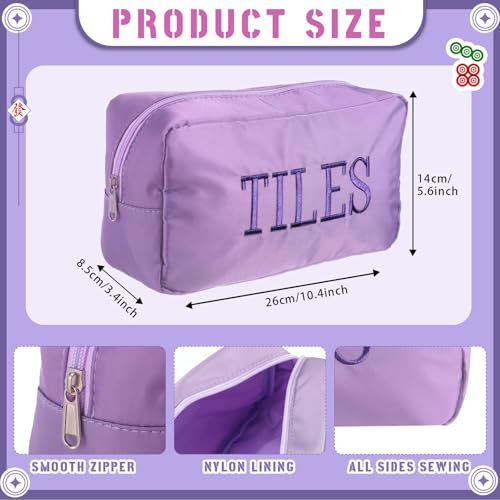 Sunnymove Empty Mahjong Bag Thickened American Mahjong Tiles Bag with Zipper Storage Pouch for Board Game Pieces Game Party Travel Gatherings Accessories 104x56 Case OnlyTilesPurple - Image 5