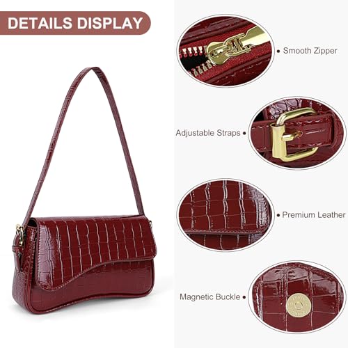 Juoxeepy Small Shoulder Bag Y2K Purses for Women Crocodile Handbag Clutch Purse Classic Crossbody Bag Satchel Purse - Image 3