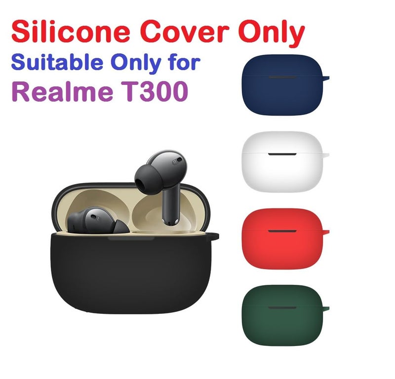 Printme™ Silicone Protective Cover Case for Realme Buds T300 | T310 Earphone Case with Hook Keychain [Earbuds Not Included] (Black) - Image 2