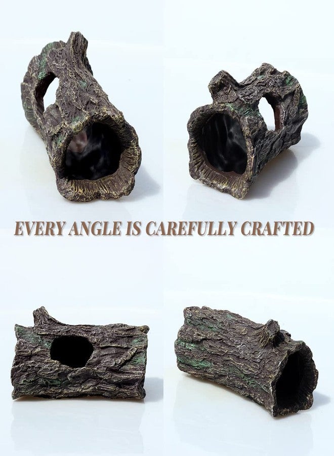 fazhongfa Reptile Hide Tree Trunk Lizard Snake Gecko Axolotl Spider Turtles Bearded Dragon Tank Accessories Large Hollow Log for Aquarium or Fish Tank Resin Wood Decorations Ornament - Image 5