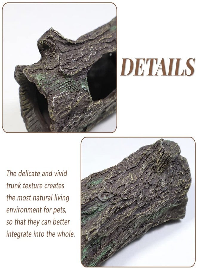 fazhongfa Reptile Hide Tree Trunk Lizard Snake Gecko Axolotl Spider Turtles Bearded Dragon Tank Accessories Large Hollow Log for Aquarium or Fish Tank Resin Wood Decorations Ornament - Image 4