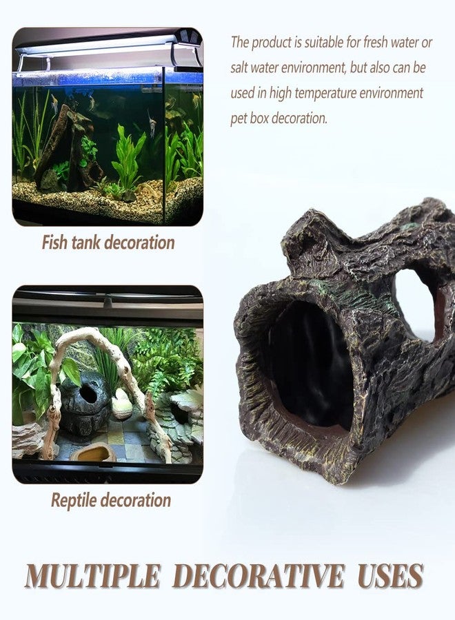 fazhongfa Reptile Hide Tree Trunk Lizard Snake Gecko Axolotl Spider Turtles Bearded Dragon Tank Accessories Large Hollow Log for Aquarium or Fish Tank Resin Wood Decorations Ornament - Image 3