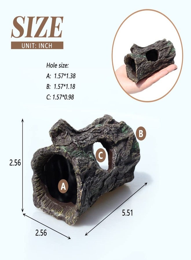 fazhongfa Reptile Hide Tree Trunk Lizard Snake Gecko Axolotl Spider Turtles Bearded Dragon Tank Accessories Large Hollow Log for Aquarium or Fish Tank Resin Wood Decorations Ornament - Image 2