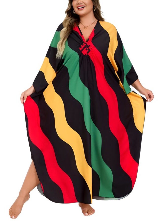 KEYLORTING Kaftan Dress for Women - Plus Size Caftan Maxi Beach Dress Moo Moos Loungewear, Swimsuit Cover Up for Beach, Pool or Vacation - Image 1