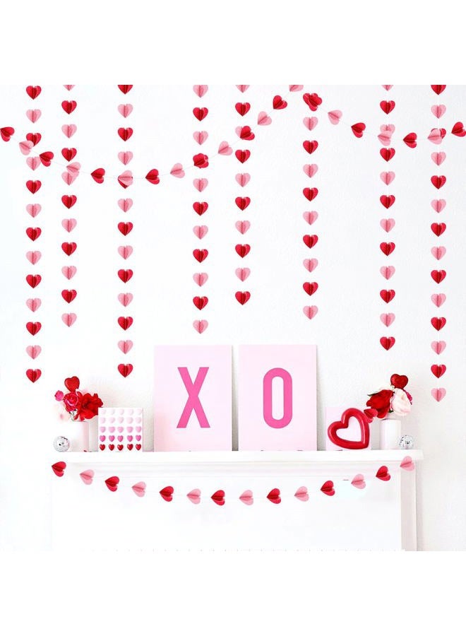 Hugfond Red Pink Party-Decorations 3D-Heart Garland - 40ft Valentines Day Streamers Paper Banner, Galentines Proposal Anniversary Romantic Birthday Baby Shower Rustic Wedding Hanging Ornaments Decor Hugfond - Image 4