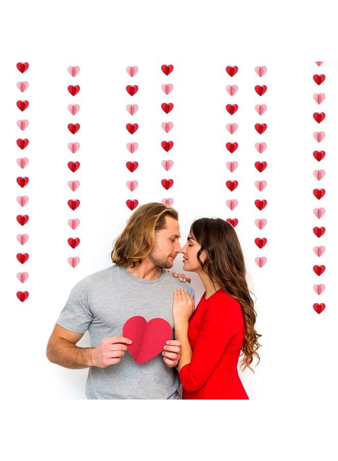 Hugfond Red Pink Party-Decorations 3D-Heart Garland - 40ft Valentines Day Streamers Paper Banner, Galentines Proposal Anniversary Romantic Birthday Baby Shower Rustic Wedding Hanging Ornaments Decor Hugfond - Image 2