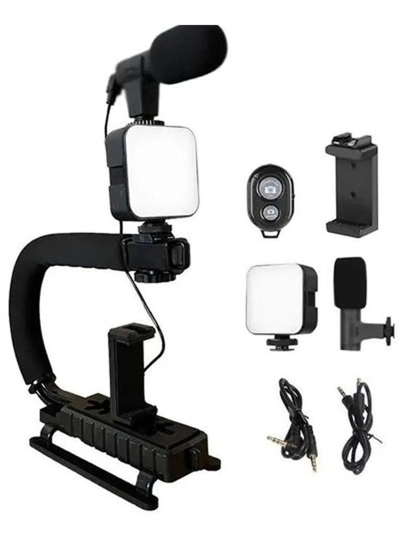Plokama PK 777 5 in 1 Video Making Kit with Tripod LED Light Microphone Phone Holder & Remote - Image 1
