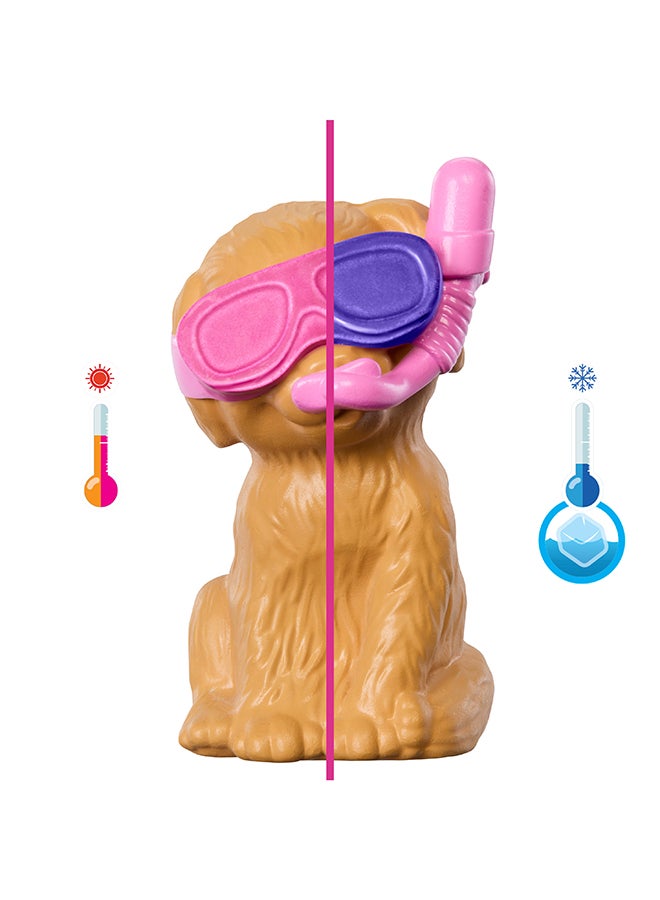 Barbie Puppy Pool Party Toy Playset With Fashion Doll, Doghouse & Slide, Heart-Shaped Pool, 2 Pet Dog Figures, 6 Accessories & Color Change - Image 3