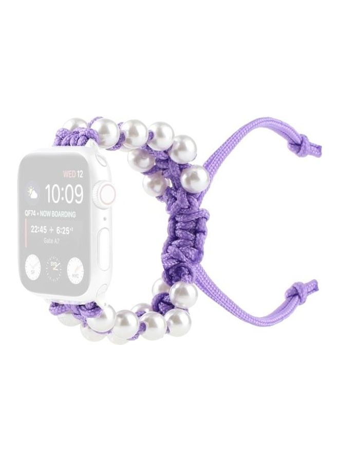 NIBEMINENT Umbrella Rope Bead Nylon Replacement Watchbands For Apple Watch Series 1/2/3/4/5/6/7/SE 42-44-45mm Purple - Image 1