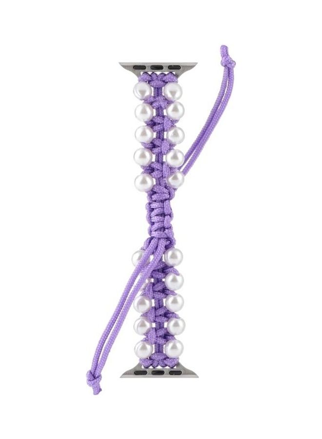 NIBEMINENT Umbrella Rope Bead Nylon Replacement Watchbands For Apple Watch Series 1/2/3/4/5/6/7/SE 42-44-45mm Purple - Image 4