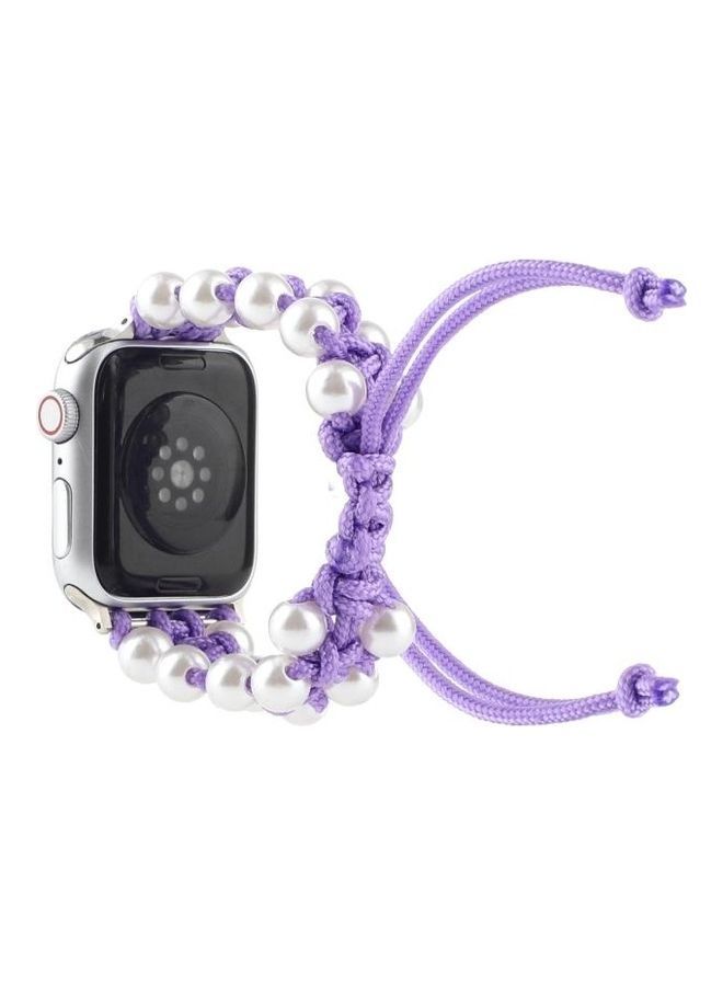 NIBEMINENT Umbrella Rope Bead Nylon Replacement Watchbands For Apple Watch Series 1/2/3/4/5/6/7/SE 42-44-45mm Purple - Image 2