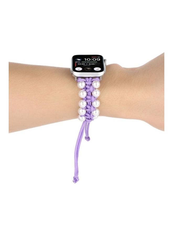NIBEMINENT Umbrella Rope Bead Nylon Replacement Watchbands For Apple Watch Series 1/2/3/4/5/6/7/SE 42-44-45mm Purple - Image 5