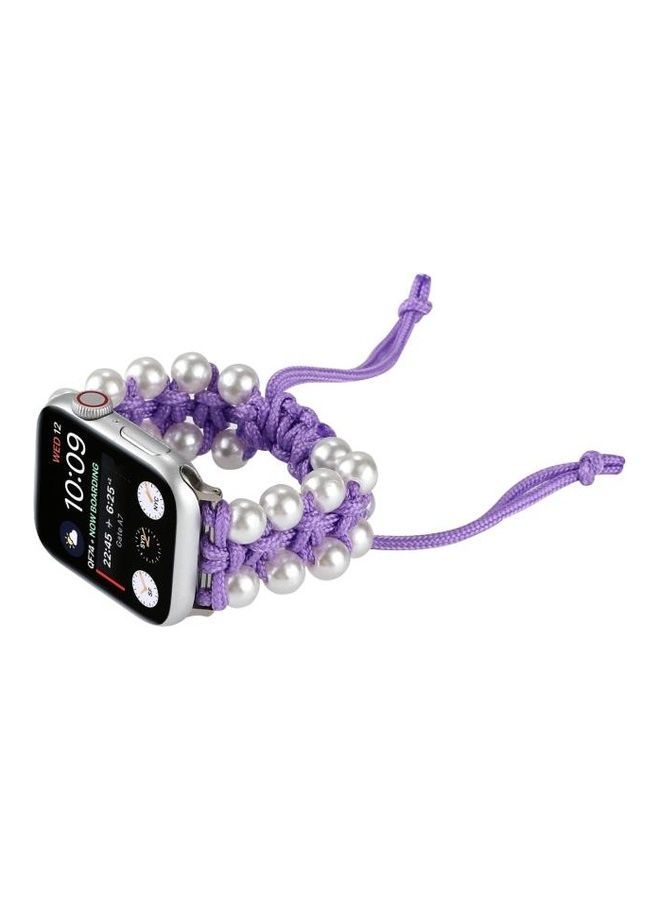 NIBEMINENT Umbrella Rope Bead Nylon Replacement Watchbands For Apple Watch Series 1/2/3/4/5/6/7/SE 42-44-45mm Purple - Image 3
