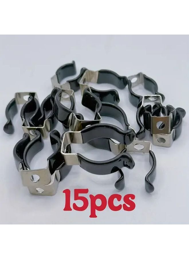 15 Black U Shaped LED Clips Durable Metal Plastic T5 T6 T8 Compatible Light Fixture Holders - Image 3