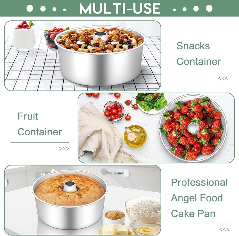 TeamFar 10inch Angel Food Cake Pan, Stainless Steel Cake Pan with Tube, Healthy & Non-toxic, Sturdy & One-Piece, Mirror Finish & Dishwasher Safe - Image 5