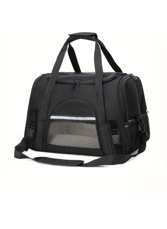 Arabest Cat Carrier Bag, Airline Approved Soft Carrier for Cats & Small Dogs，Airline approved pet carrier for pets under 15lb, breathable mesh with privacy cover, lightweight, foldable & washable(Black) - Image 1