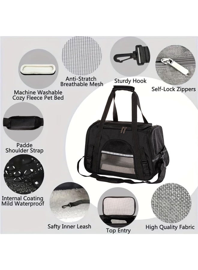 Arabest Cat Carrier Bag, Airline Approved Soft Carrier for Cats & Small Dogs，Airline approved pet carrier for pets under 15lb, breathable mesh with privacy cover, lightweight, foldable & washable(Black) - Image 4