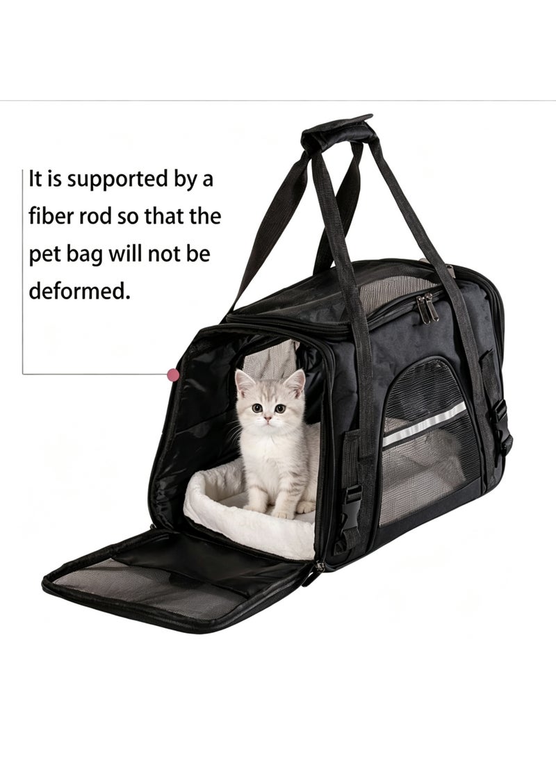 Arabest Cat Carrier Bag, Airline Approved Soft Carrier for Cats & Small Dogs，Airline approved pet carrier for pets under 15lb, breathable mesh with privacy cover, lightweight, foldable & washable(Black) - Image 2