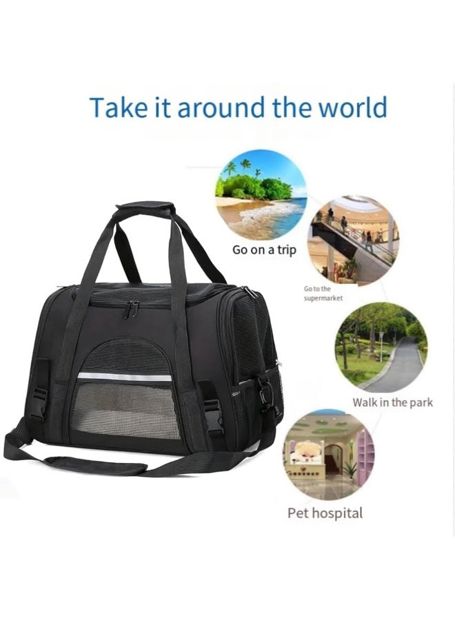 Arabest Cat Carrier Bag, Airline Approved Soft Carrier for Cats & Small Dogs，Airline approved pet carrier for pets under 15lb, breathable mesh with privacy cover, lightweight, foldable & washable(Black) - Image 5