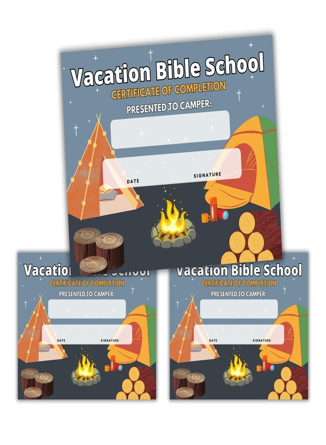 Lashicorn Vacation Bible School VBS Certificate of Completion Award | 50 pk 8.5x11” Camping Outdoor Camp Fire Themed Participation - Image 1