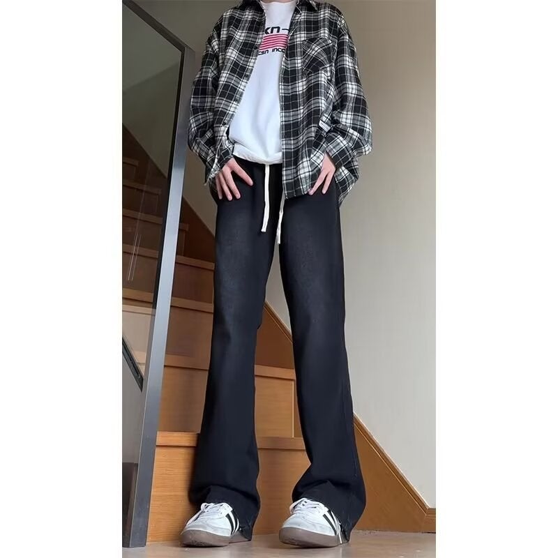 New Jeans For Boys Black American Retro Wide-Leg Pants Straight Loose Casual Long Pants For Men Summer - Image 1