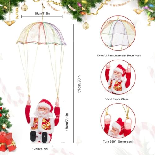 VikriDA Musical Climbing Santa | Christmas Tree Hanging Ornament with Rope, Fun Climbing Santa Claus Decor - Image 3