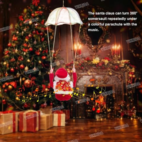 VikriDA Musical Climbing Santa | Christmas Tree Hanging Ornament with Rope, Fun Climbing Santa Claus Decor - Image 4