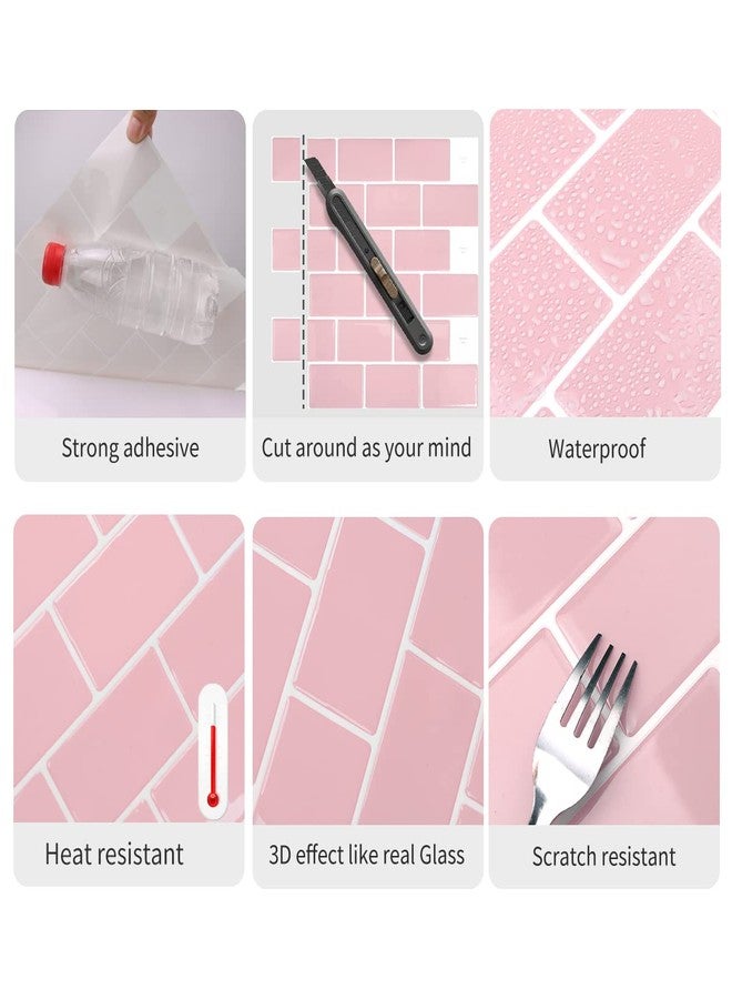WalDecoo Subway Tile Peel and Stick Backsplash Tile, 10-Sheet Premium Self Adhesive Tiles for Kitchen, Stronger Upgrade Adhesive, Pink Stick on Backsplash for Kitchen and Bathroom(12" × 12"). - Image 4