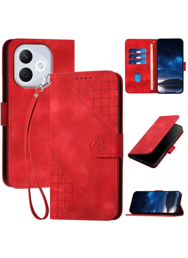 Green Tiger - Case For Honor 400 Lite Grid Butterfly Embossed Pattern Leather Phone Case with Lanyard - Image 1