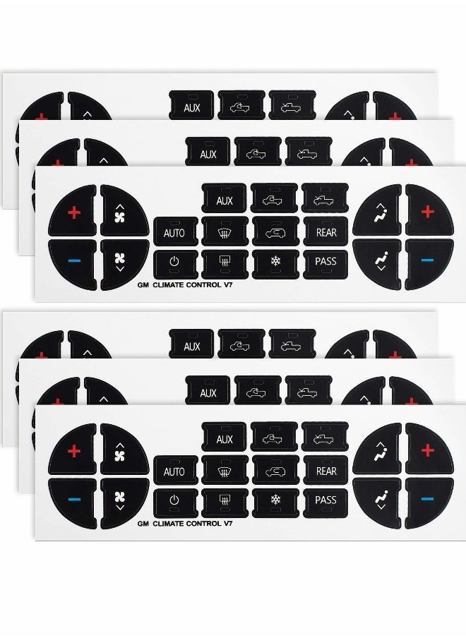 Generic AC Dash Button Repair Sticker for Chevy, Car Replacement Part Fixing Ruined Faded Control Radio Decal SUV Truck Accessories（6 Packs ） 