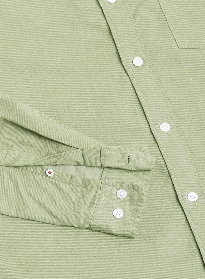 Dennis Lingo Men's Green 100% Cotton Solid Pattern Slim FiT-Shirt