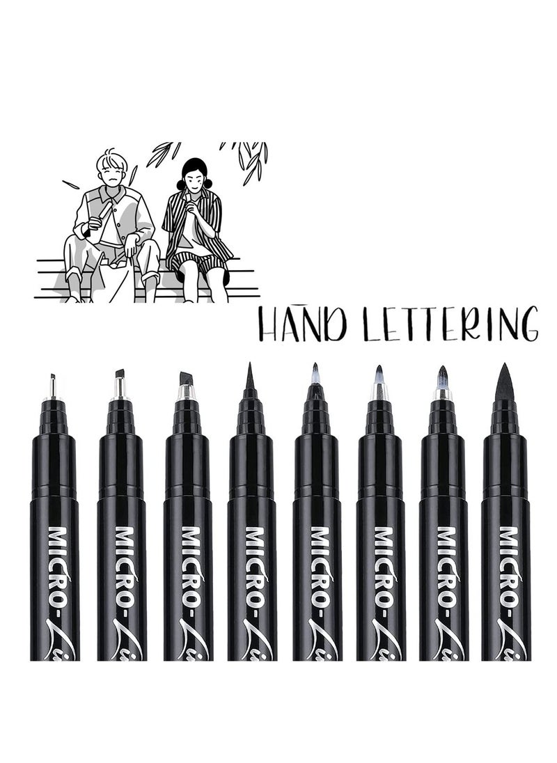 Y&D Calligraphy Brush Pen, Hand Lettering Pens, Art Markers Pens for Beginners Writing, Sketching, Drawing, Illustration, Scrapbooking, Journaling, Black Ink Pen Set, 8 Sizes  - Image 1