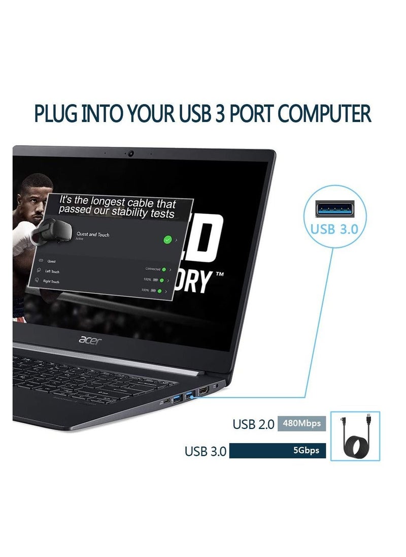 VKL - Compatible for Oculus Link Cable 16ft, DHH USB 3.2 Gen1, C to A, High Speed Data Transfer & Fast Charging Quest 2 and Headset a Gaming PC… - Image 1