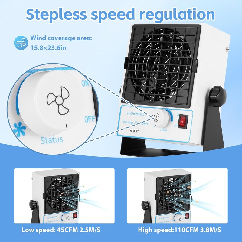 YUCHENGTECH Ionizing Air Blower Static Eliminator ESD Ionizer Fan Anti Static Ionizer Anti Static Fan for Eliminating Static Electricity DC Type (110V) - Image 3