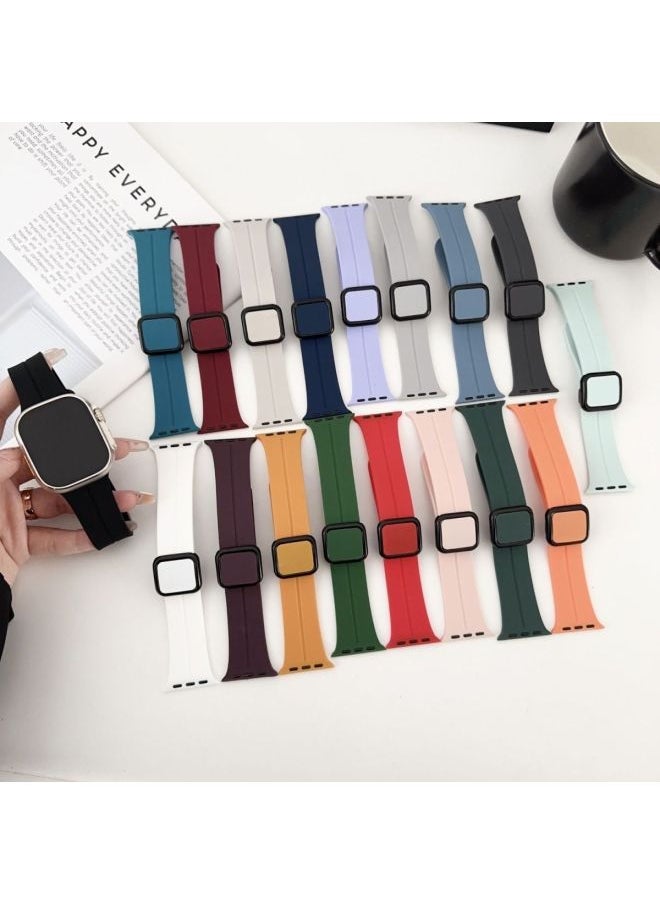Generic For Iwatch10 For Apple Watch For Applewatch987654 Square Buckle Folding Magnetic Silicone Tape Ultra-Color:Ins [square Buckle Folding Magnetic Silicone] Official Yellow-42mm (iwatch 123 Generation)  - Image 4