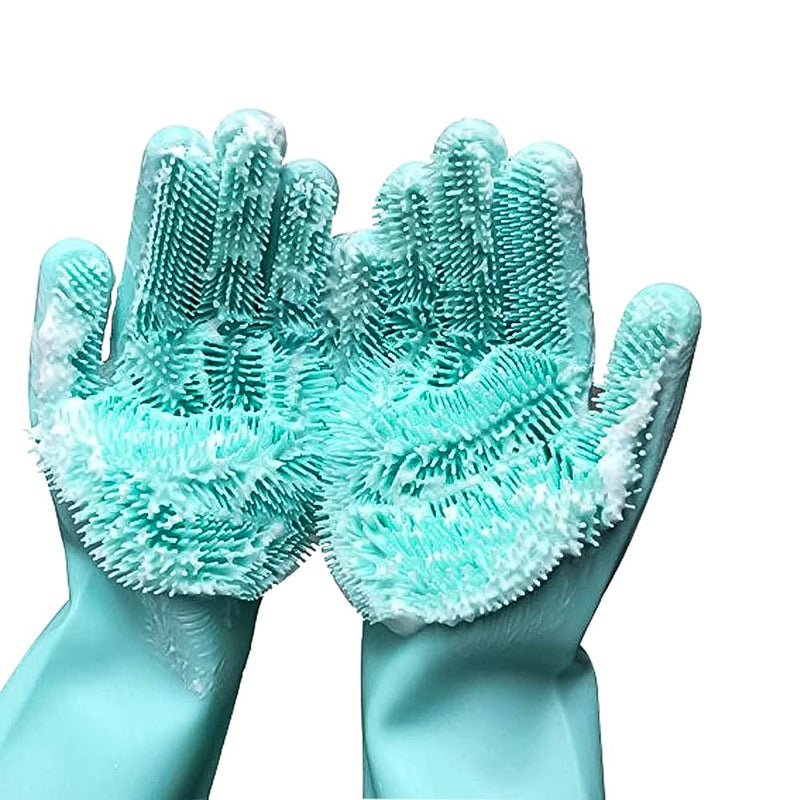 Volo VOLO Cleaning Sponge Gloves Dishwashing Gloves Silicone Reusable Cleaning Brush Heat Resistant Scrubber Gloves for Housework Kitchen Clean Bathroom Bathing Car WashingRandom colors  - Image 1
