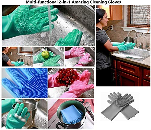 Volo VOLO Cleaning Sponge Gloves Dishwashing Gloves Silicone Reusable Cleaning Brush Heat Resistant Scrubber Gloves for Housework Kitchen Clean Bathroom Bathing Car WashingRandom colors  - Image 3